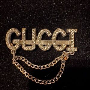 Gucci Gold Crystal Logo